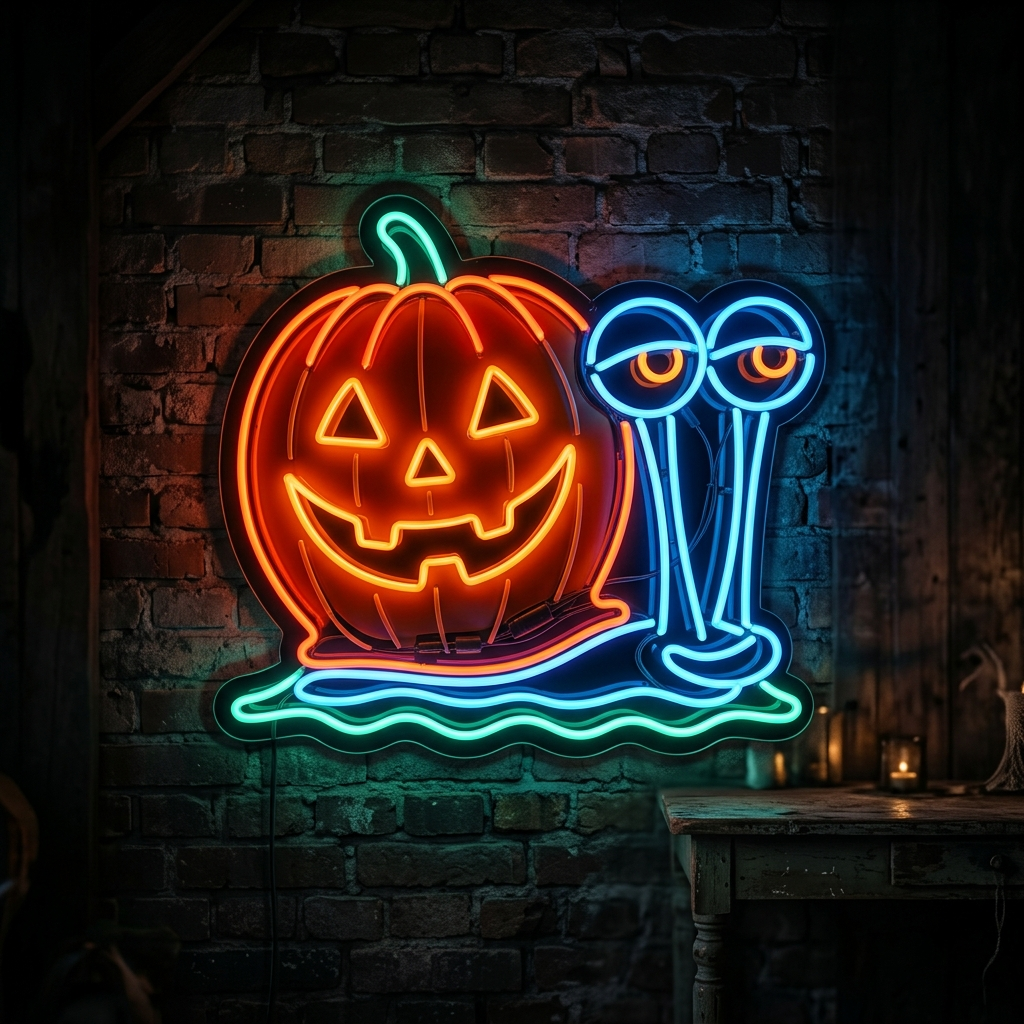 Glowing Pumpkin Snail Neon Sign Halloween LED Wall Light