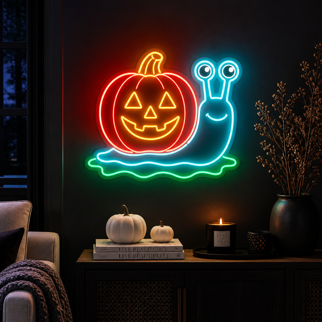 Glowing Pumpkin Snail Neon Sign Halloween LED Wall Light